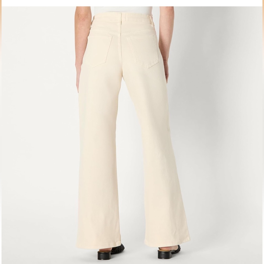 Amazon Essentials Wide Leg Cream Jeans Low Stretch Size 12 - Picture 3 of 9